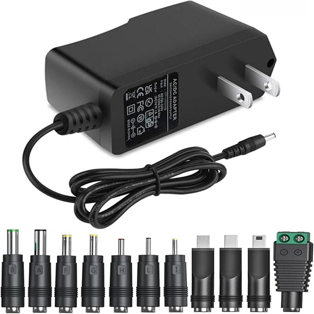 5V 1A AC Adapter DC5V Power Supply Cord with 11 Plug Tips AC to DC 5Volt 1A 500mA 400mA 200mA 100mA Power Adapter for Baby Monitor Graco Swing Camera Raspberry Pi 5V wall Charger 6FT