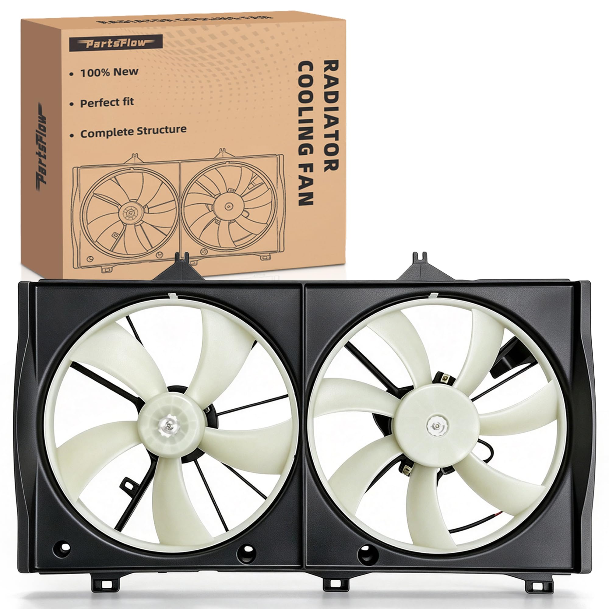 PartsFlow Radiator Cooling Fan Assembly for 2007 2008 2009 Toyota Camry Black 621-014