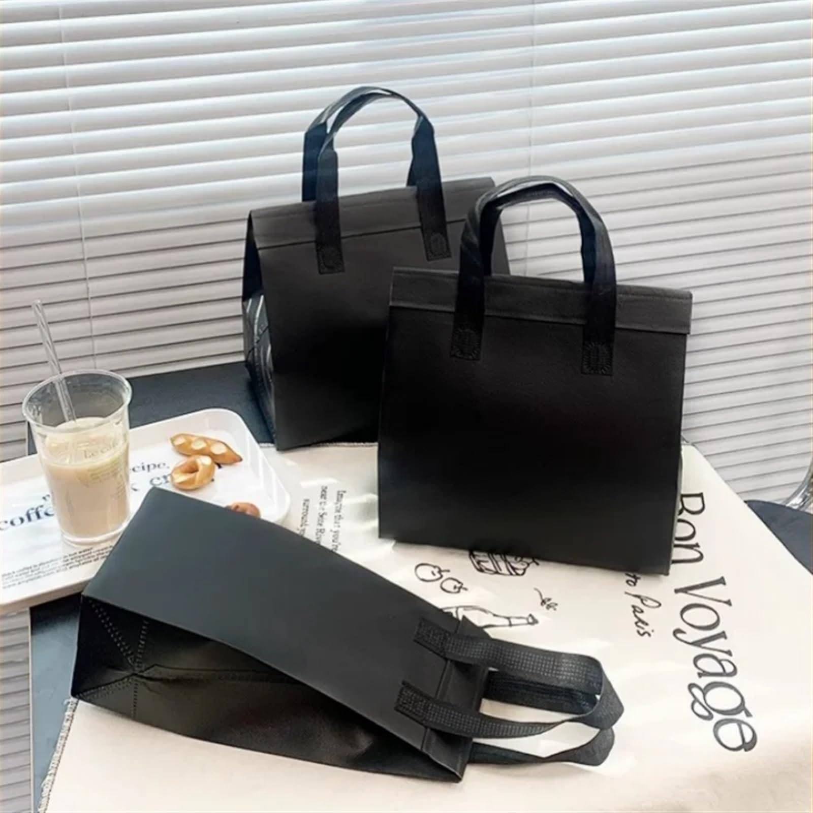 Bolsa IsotéRmica Para Comida 10 bolsas de aislamiento no tejidas en blanco y negro, bolsa de tela portátil for alimentos, pasteles, bebidas, paquete for mantener el calor, bolsa de entrega Termica Por