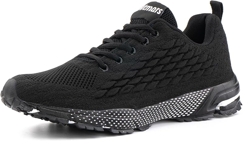 Hitmars Chaussure Running Homme Femme Basket Course Sport Tennis Fitness Gym Outdoor Respirant Confortables Casual Sneakers Schwarz 36-48EU