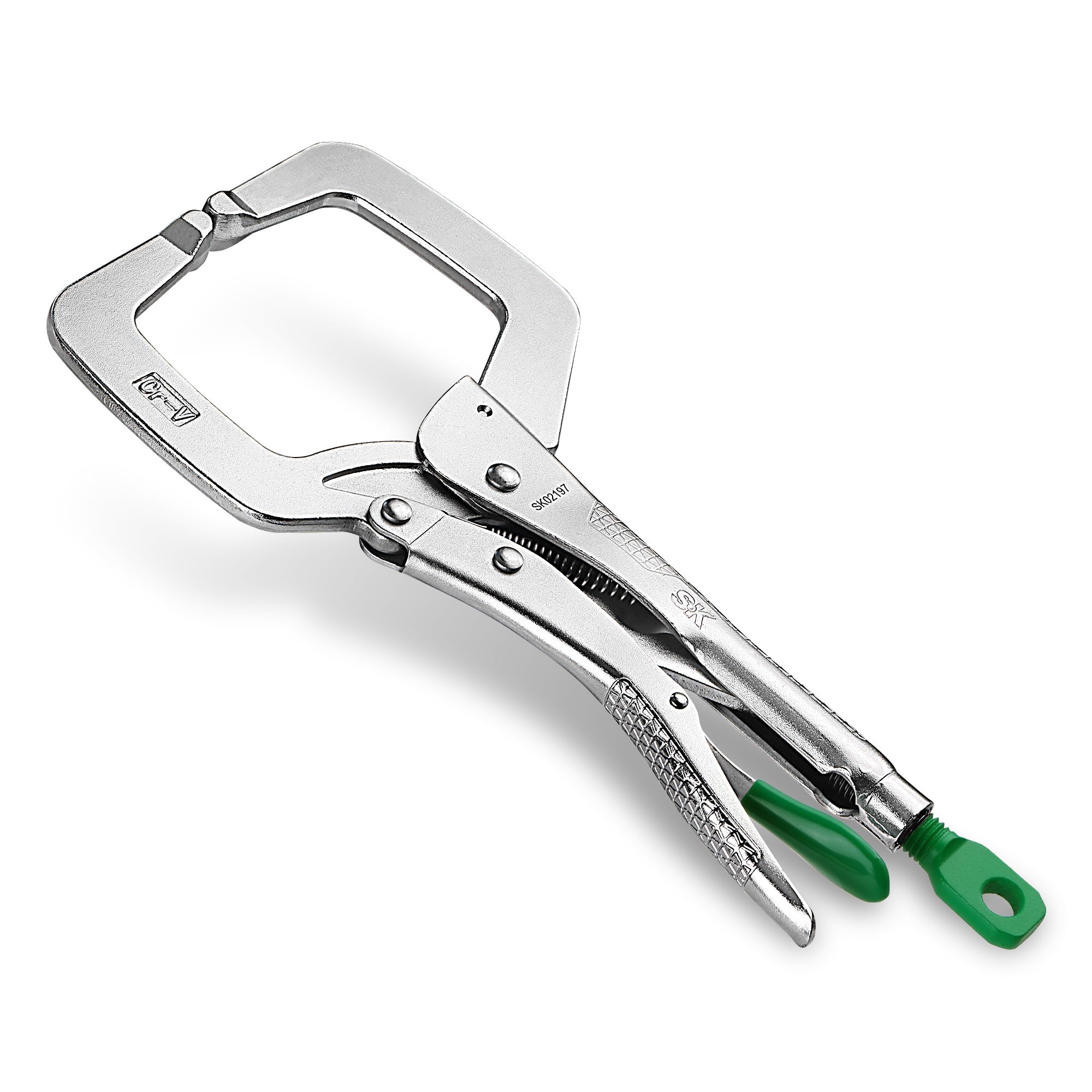 SK 11" C-clamp Locking Pliers with Regular Jaws, Premium CR-V Construction, Ergonomic Anti-slip Handle