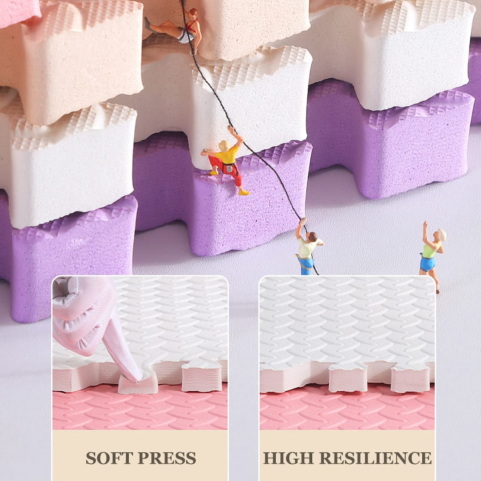 Puzzle Tapis Mousse, Tapis De Jeu Très Résistant pour Enfants, Jeu Tapis De Puzzles pour Bébé, 30X30cm X1cm, EVA Multicolore Home Tapis Puzzle Jeux Tapis Mousse,Beige+Gray+Orange,24pcs