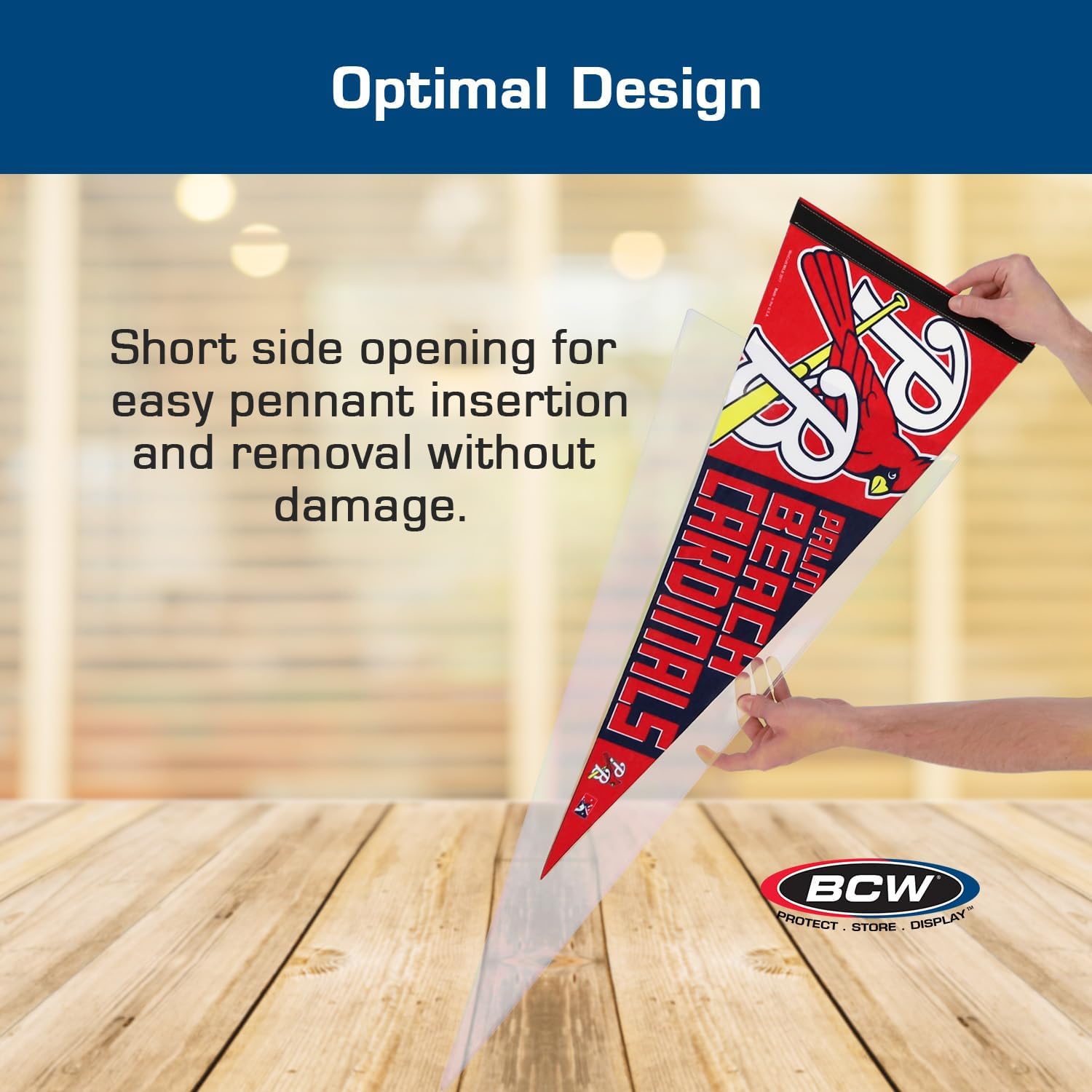 BCW 12x30 Pennant Topload Holder (10-Pack) – Rigid Clear Plastic Pennant Holder for Standard 12x30 Sports Pennants – Archival Display & Protection