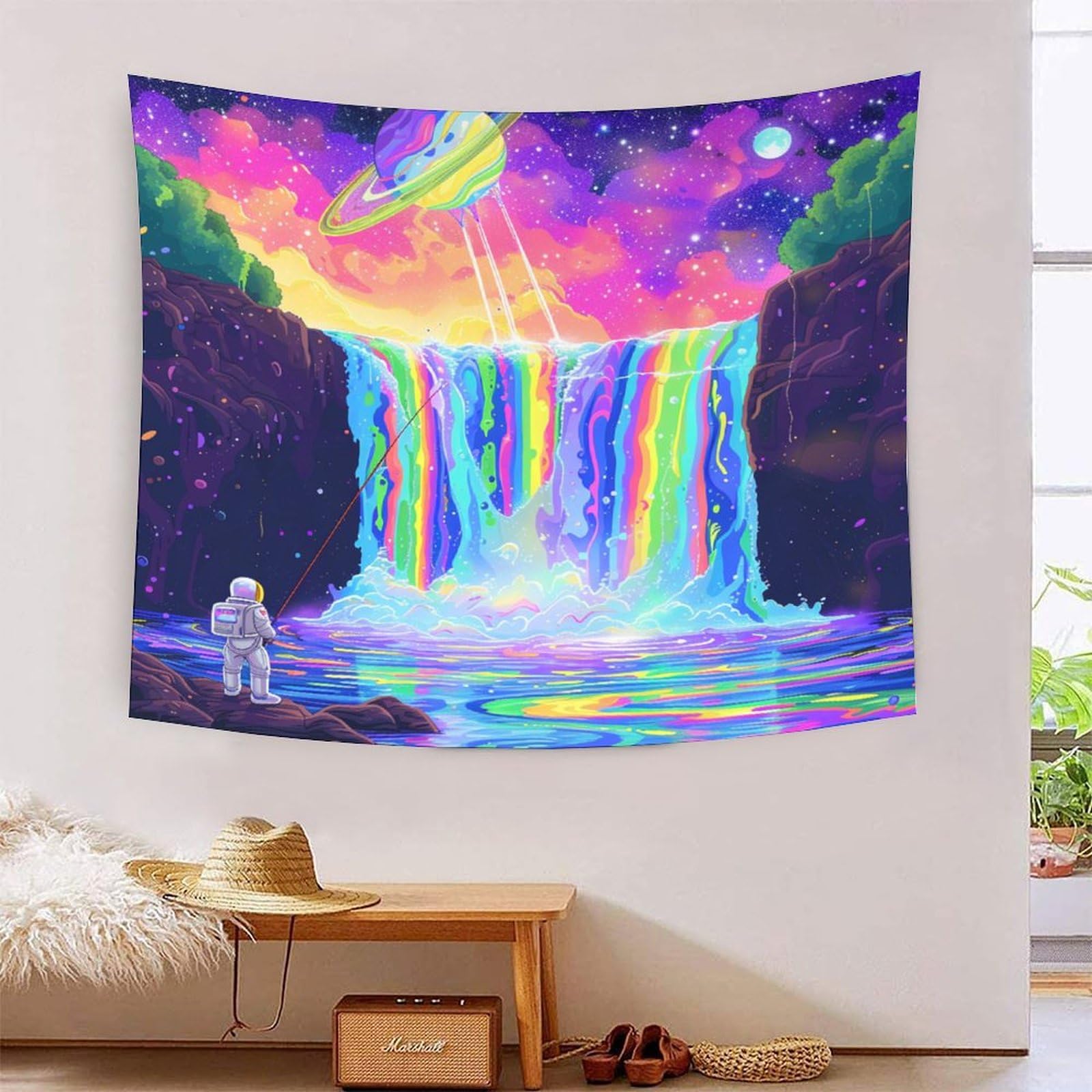 Couverture murale cascade 3D en polyester doux déco chambre