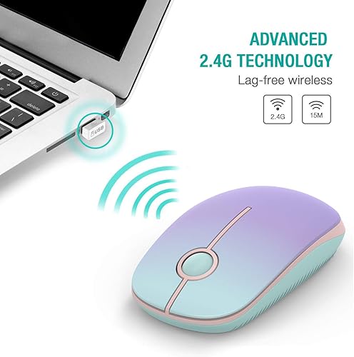 Miniatura 4 de Ratón inalámbrico, mouse silencioso de 2.4 G con receptor USB, duración de la batería de 18 meses, 1600 alta precisión de DPI, ratones de