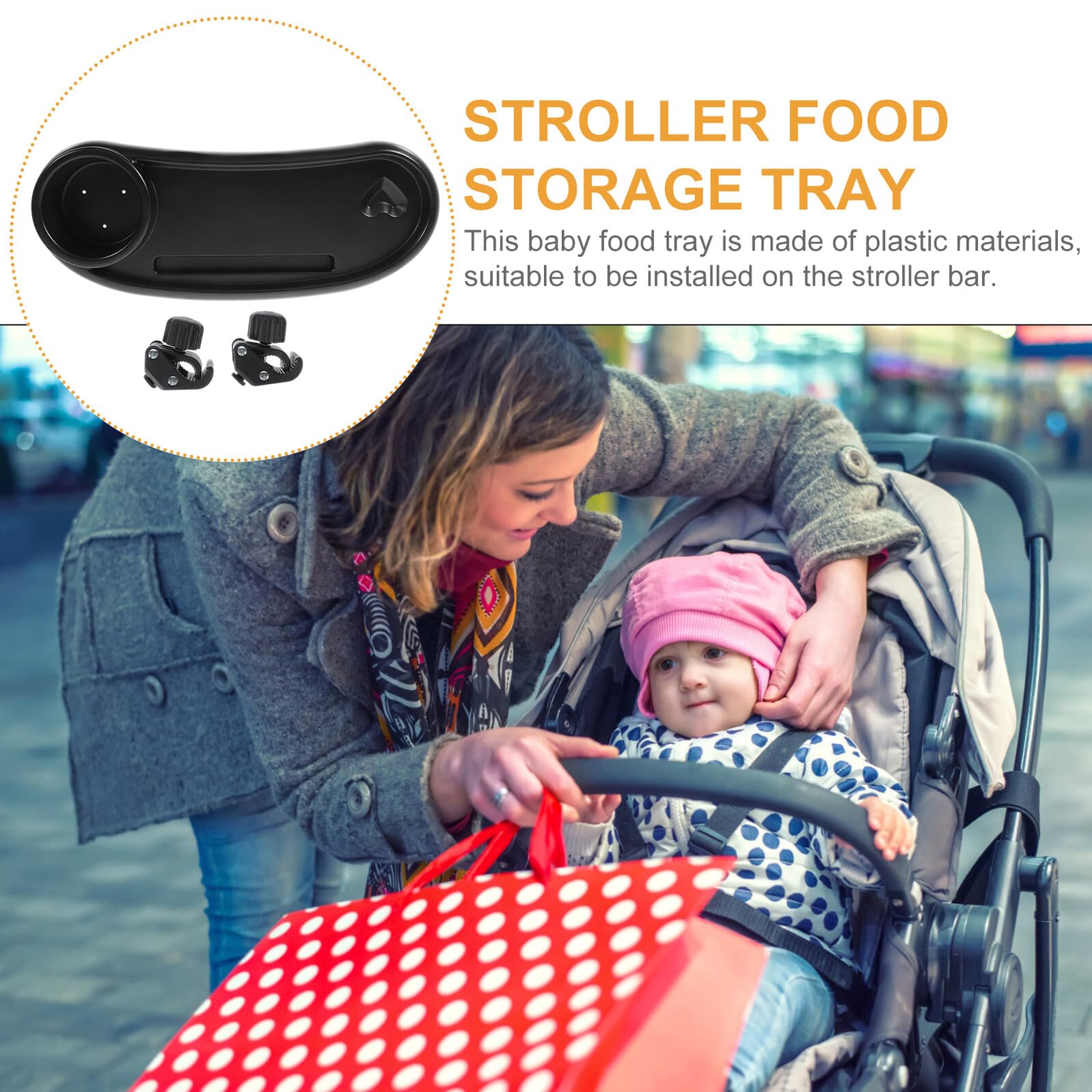 Plateau Poussette Détachable avec Porte Gobelet Plateau Repas Garçon Fille Plastique Facile à Installer et Nettoyer Accessoire Poussette Pratique et Sécurisé