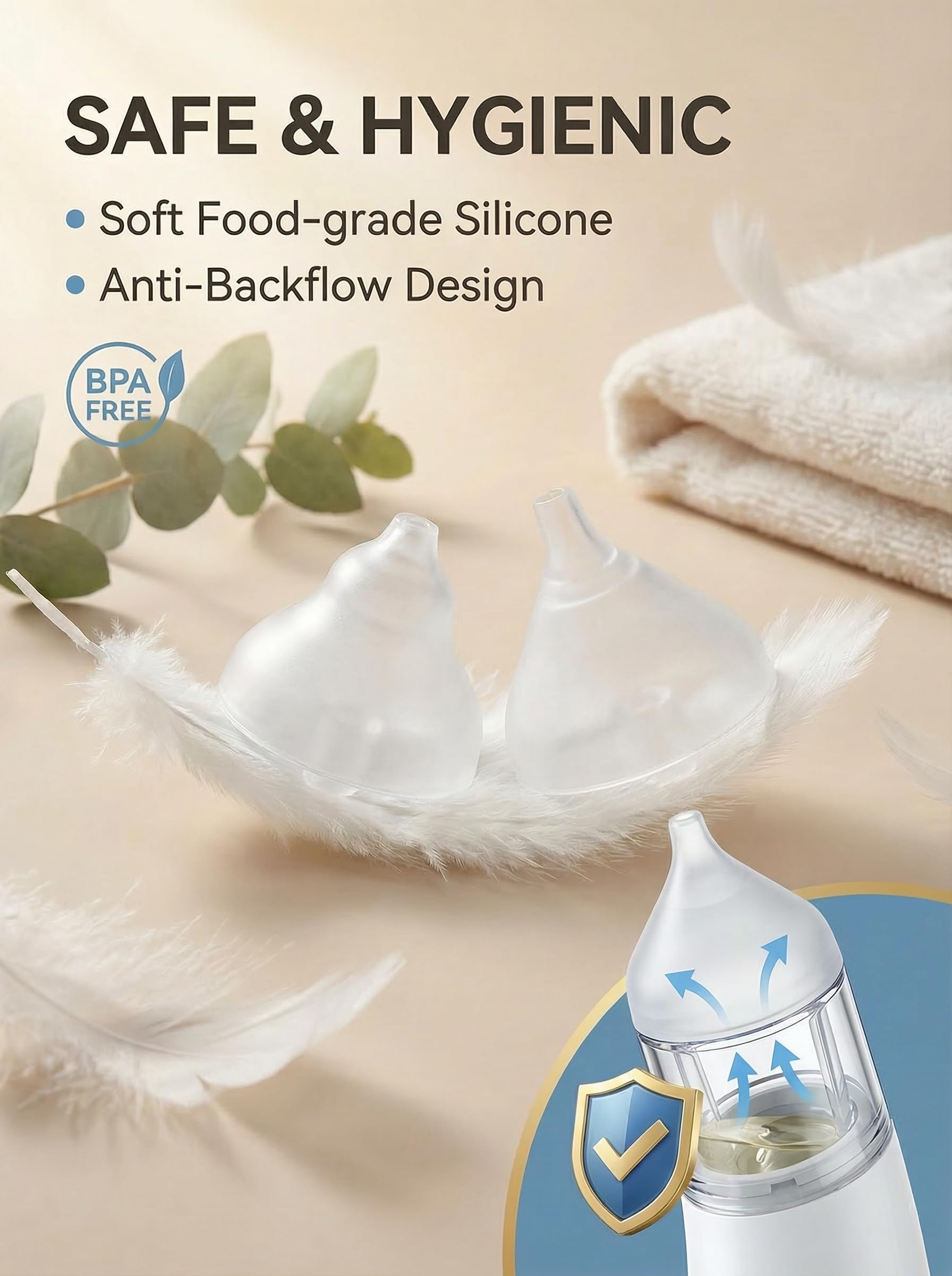 Aspiratore nasale elettrico per bambini, ricaricabile, con 5 livelli di aspirazione, musica e luce, in silicone, sicuro per rimuovere il moccio e il muco per neonati, neonati e bambini piccoli (blu)