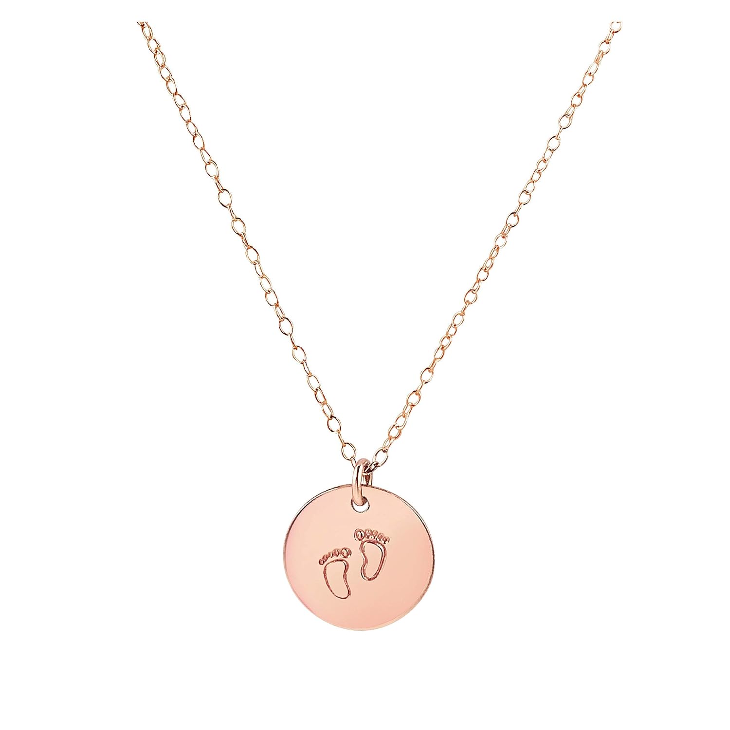 Handmade 14k Rose Gold Fill Baby Footprint Charm Necklace - 16 Inches Plus 2 Inch Extender - Infant Loss, Miscarriage, Stillbirth Remembrance Jewelry - Keepsake, Memorial Gift, Sympathy Present