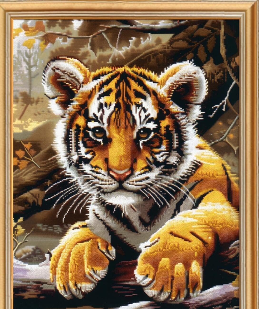 AxiangziK DIY Embroidery Kits Tiger Portrait 11CT 40x50cm