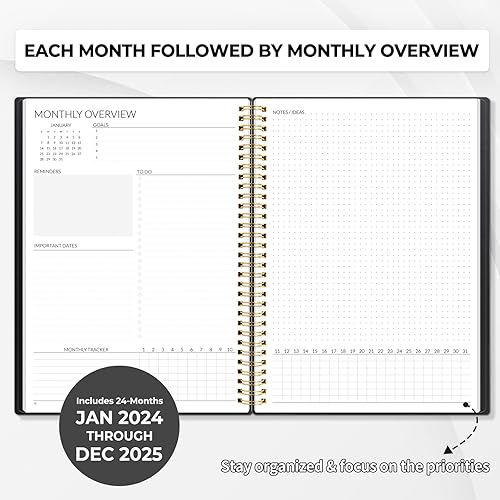 Miniatura 3 de SUNEE Agenda mensual de 2 años 2024-2025 (enero de 2024 a diciembre de 2025) de 8.5 x 11 pulgadas, agenda mensual y anual con pestaña mensual, lista