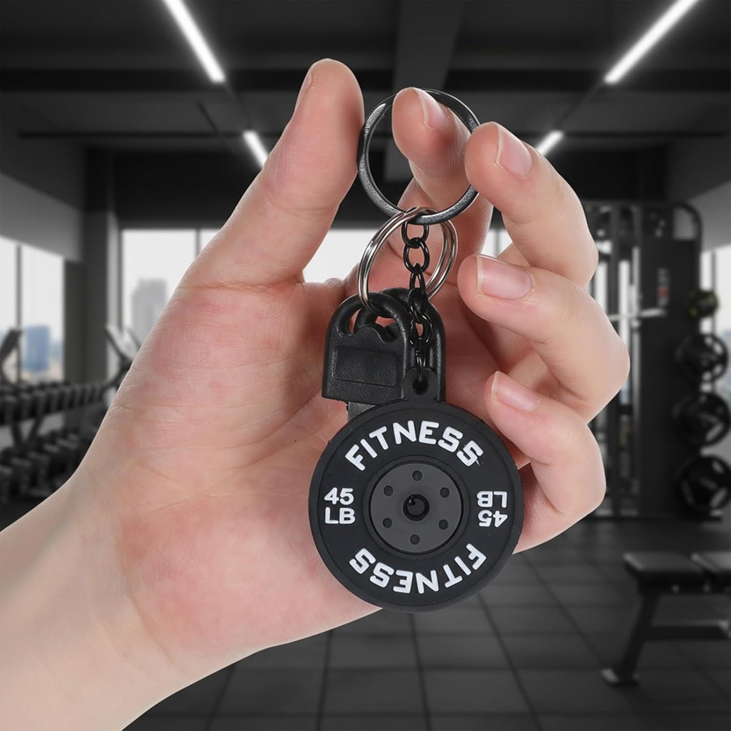 Qianyu 2 Pcs Mini Dumbbell Keychain Backpack Charm for Gym Rats Fitness Barbell Keychain Cool Bag Charm Accessories