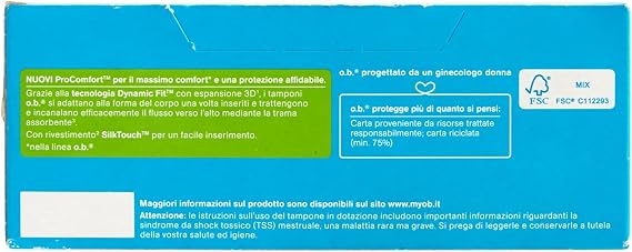 O.B. - Tampons, Super Plus, Easy Insertion and Reliable Protection - 16 Pieces