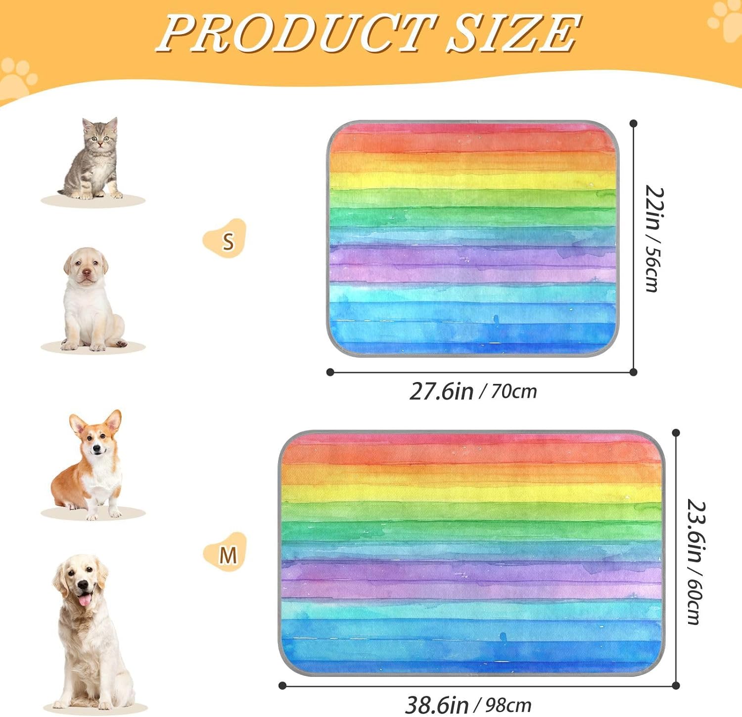 review Rainbow Stripes Cooling Mat for Dogs Breathable Ice Silk Pet Cooling Mat Washable & Portable Dog Cooling Pad for Kennels, Crates, Cars, Indoor & Outdoor
