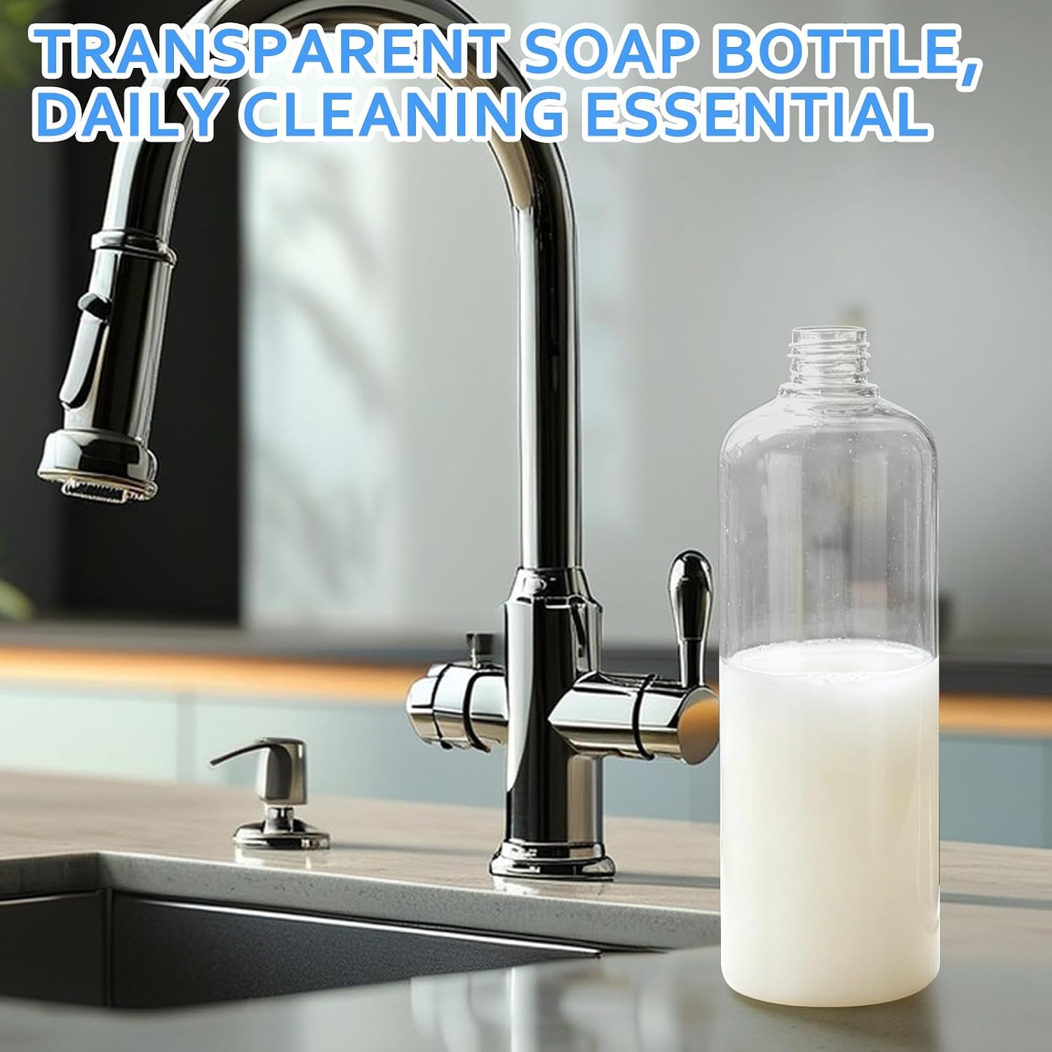 2-Pack Updated Soap Dispenser Bottles for Kitchen Sink Replacement