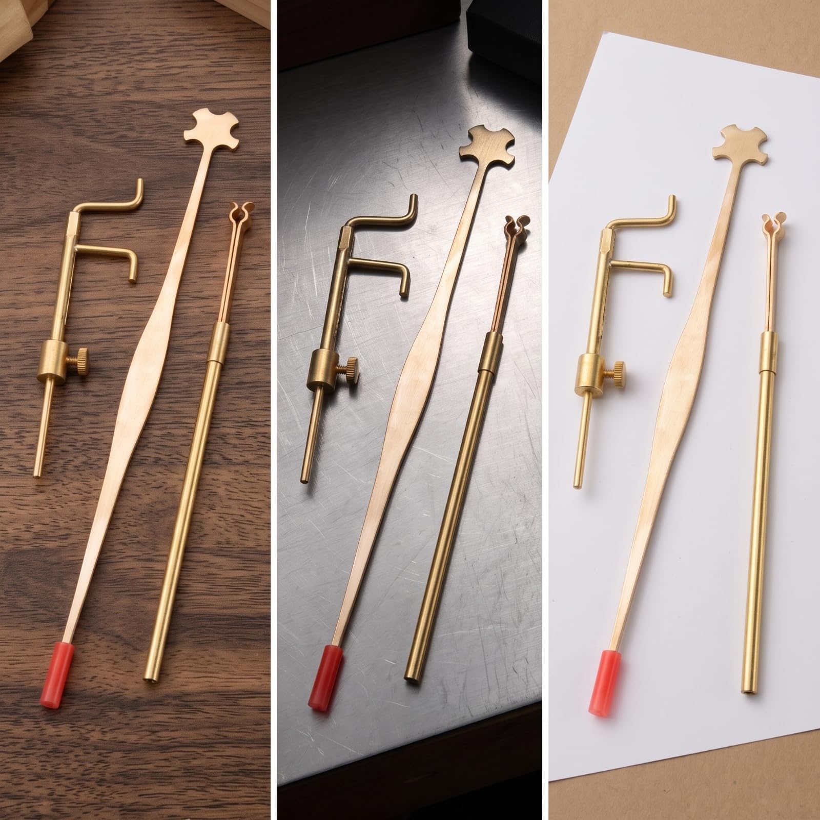 TISHITA Strumento Ad Arco Kit Attrezzi Liuteria Set Misuratore Gancio Morsetto in Ottone per Controllo Lunghezza E Bloccaggio Adatto a Laboratori Tecnici, Set Per Violino