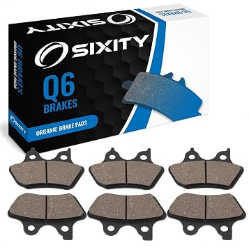 Sixity Q6 Front & Rear Organic Brake Pads for Harley-Davidson 2000-2006 | FLHTCUI Electra Glide Ultra Classic. Smooth, quiet braking with low dust and gentle rotor wear. Complete set.