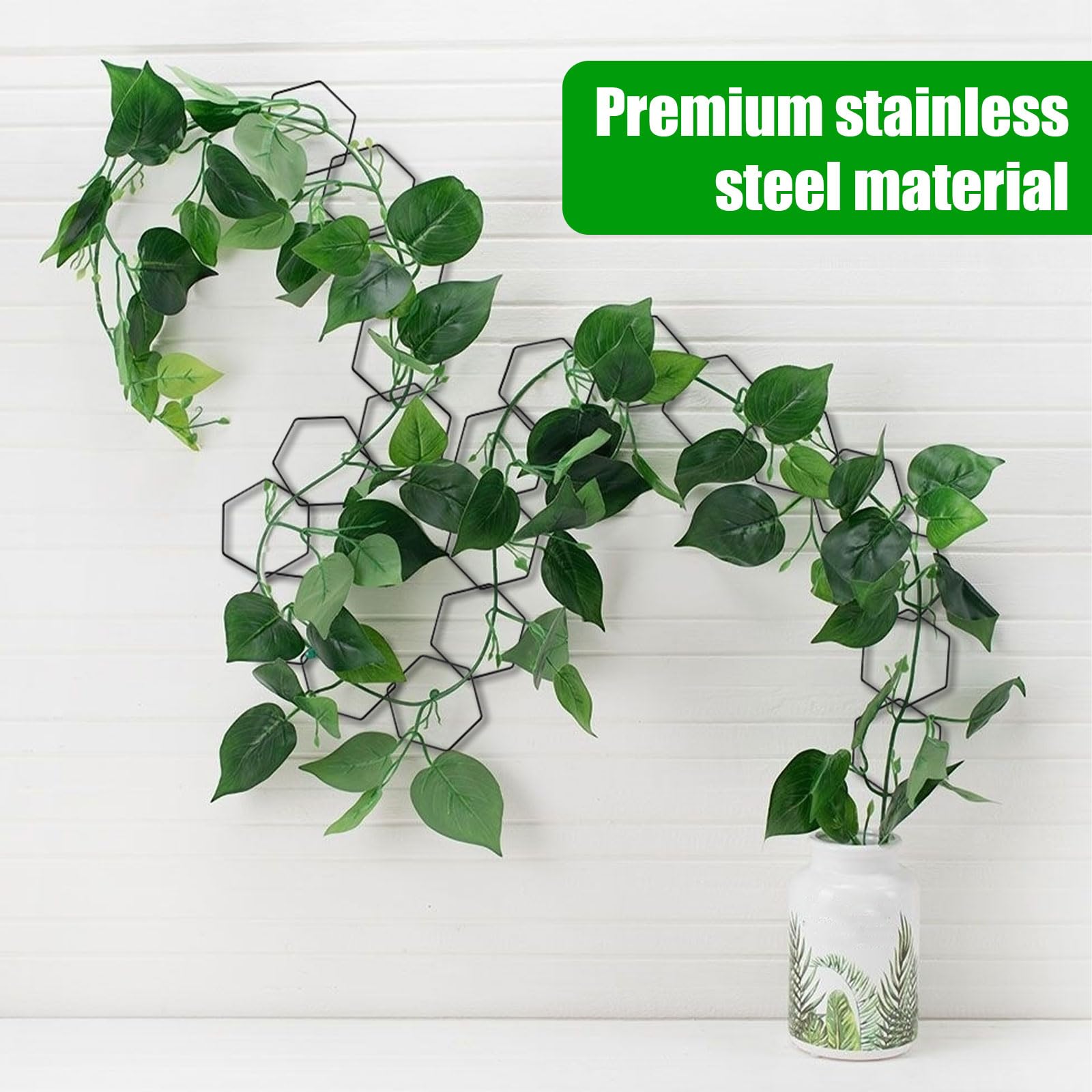 Lot De 18 Treillis à Chaîne Pour Plantes Grimpantes, Support Hexagonal Pour Plantes Grimpantes Avec Attaches De Câble En Fer, Treillis Pour Plantes Grimpantes, Treillis D'intérieur Pour Plantes