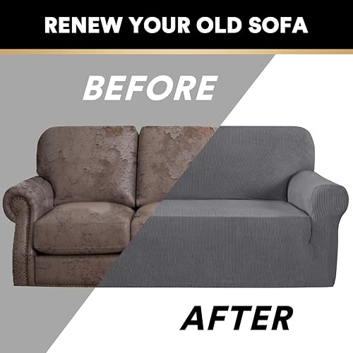 Miniatura 4 de PrinceDeco Fundas para sofá de 3 cojines, funda para sofá extragrande apta para mascotas, lavable para sofá de gran tamaño, protector de muebles,