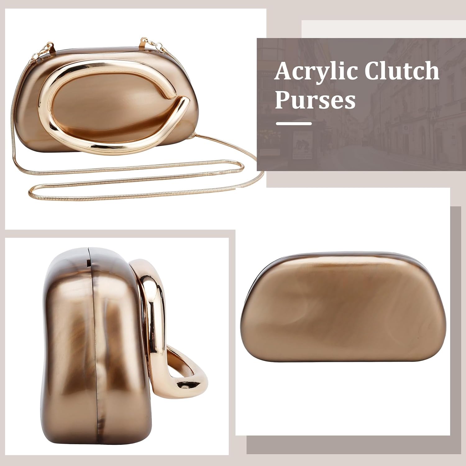 YYW Acrylic Clutch Purses for Women Wedding : Multicolor Evening Crossbody Bag Marbling Handbags with Detachable Chain - Image 5