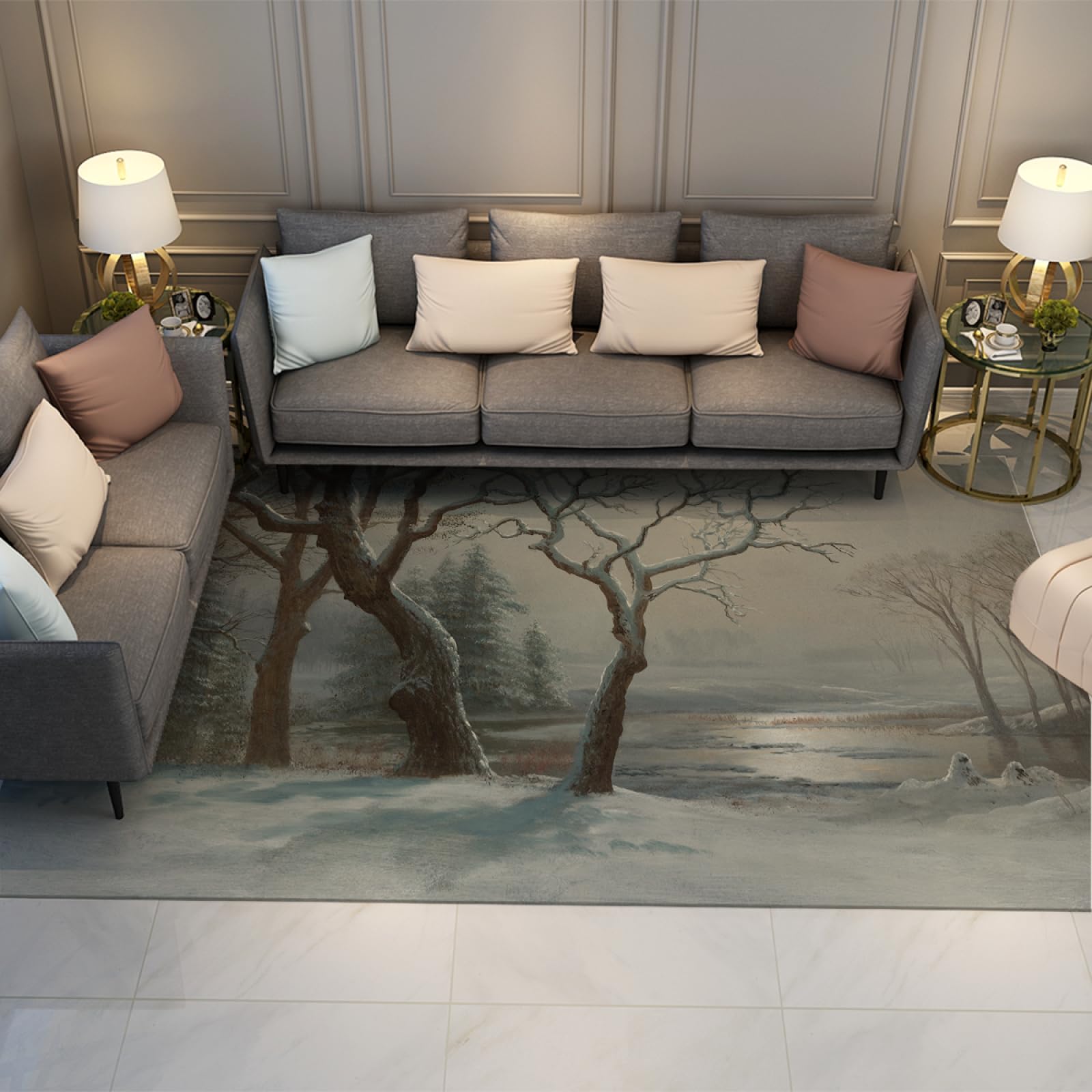 Tapis en Peluche Doux pour réchauffer un grand salon froid avec le style artistique de Yosemite