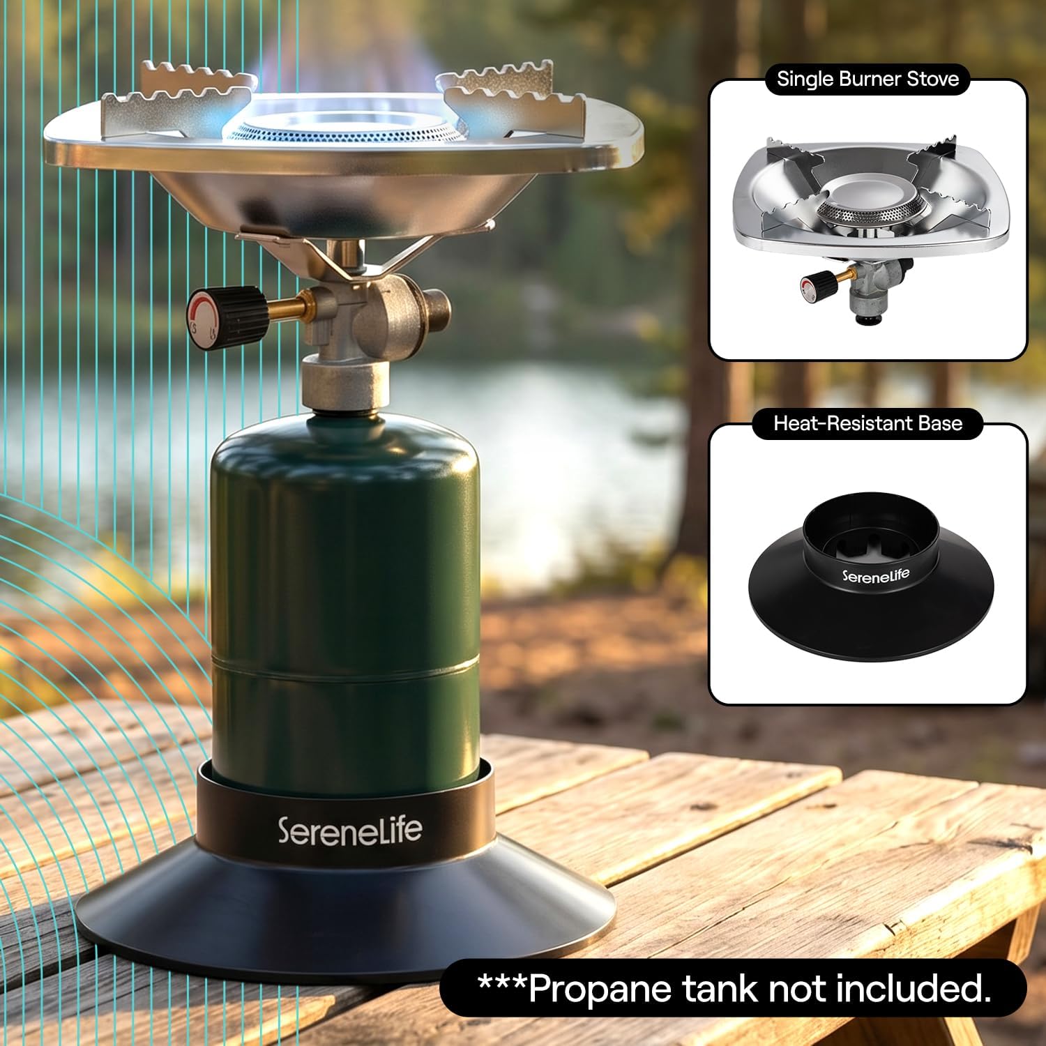 Portable Propane Camping Stove 10,000 BTU Single Burner, Compact Outdoor Cooking Stove for Backpacking & Camp Use, Easy Setup, Stable Base, Small Cooking Stove, Fuel Tank Not Included