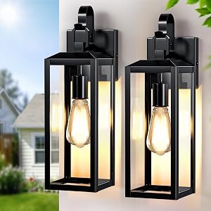 16'' Large Outdoor Wall Lights 2-Packs, Modern Black Exterior Lighting Fixtures, Waterproof Outdoor Sconces Porch Light for House Wall Mount, Farmhouse Wall Lanterns for Front Door, Patio, Garage