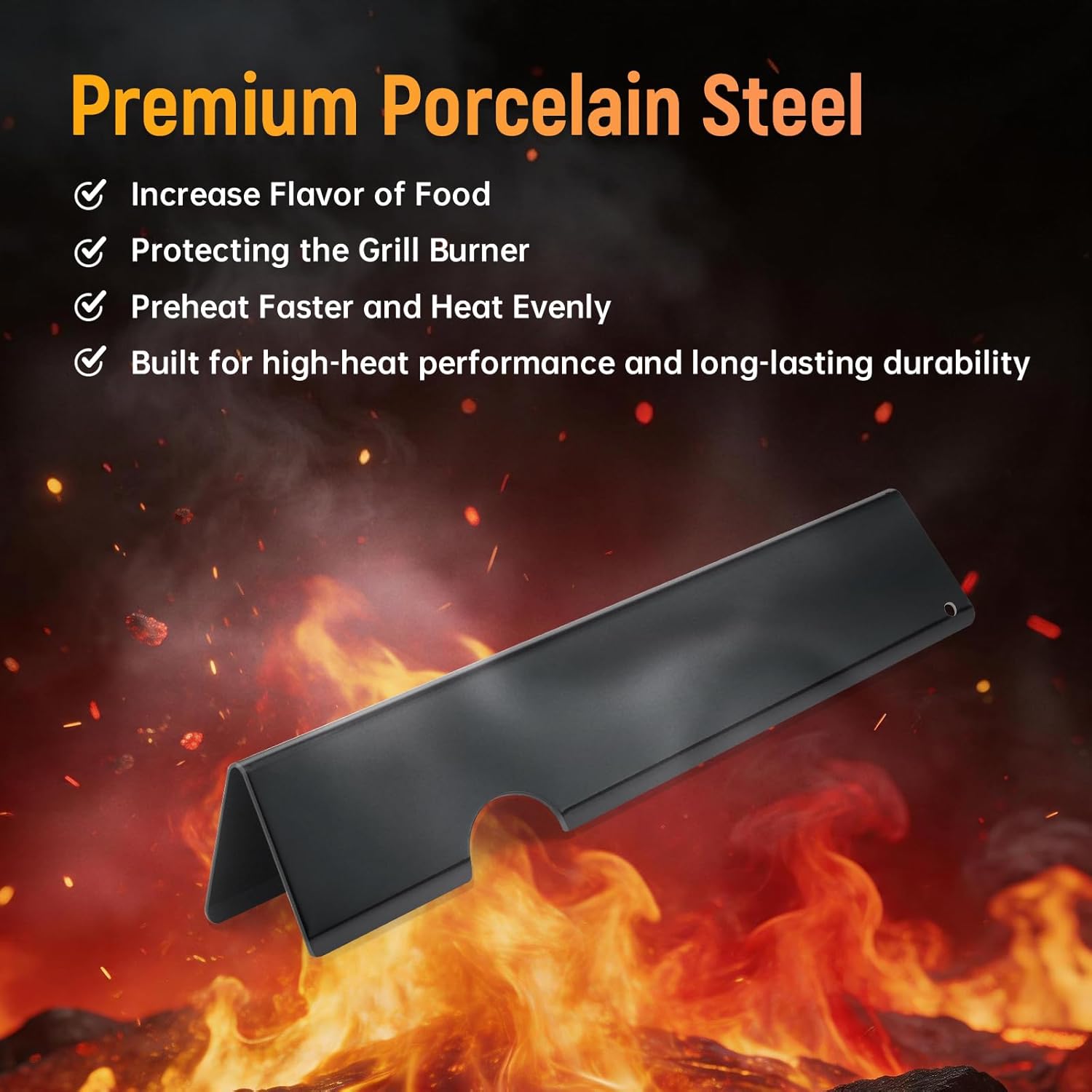 Spirit Grill Replacement Parts 7636 Flavorizer Bars & 69787 Grill Burner for Weber Spirit I & II 300 Series E-310 E-320 E-330 S310 S320 S330, 15.3" Heat Plates & 18" Burners Tube, Porcelain Steel
