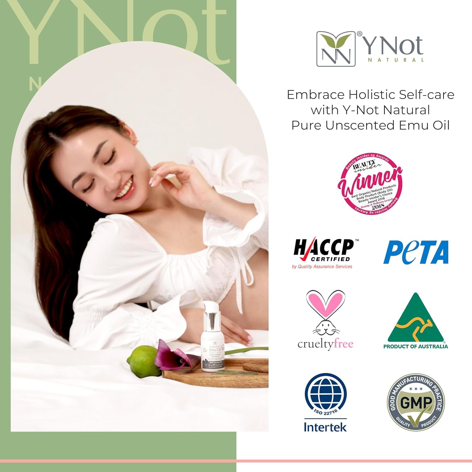 Y Not Natural Pure Emu Oil - Organic Moisture for Face, Body, Hair, Scalp & Nails - Rich in Omega 3-6-9, Vitamins & Essential Minerals - Australian Emu Oil (60ml) 2.03 fl oz -Unscented