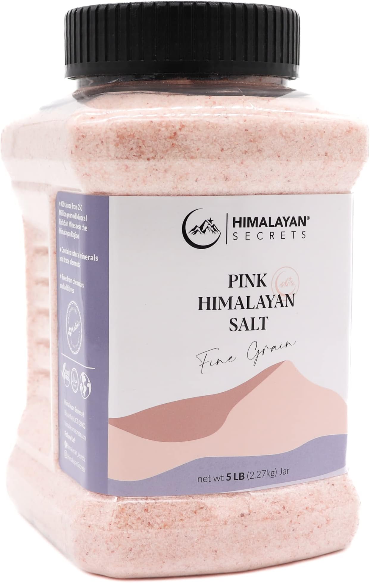 Gourmet Pink Himalayan Salt - Bulk 5LB Jar - 100% Natural Healthy Salt Packed with Minerals - Kosher Certified (5 LB Fine Jar)