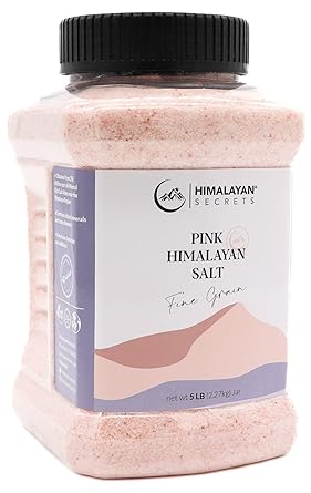 Himalayan Secrets Gourmet Pink Himalayan Salt - Bulk 5LB Jar - 100% Natural Healthy Salt Packed with Minerals - Kosher Certified 5 LB Fine Jar