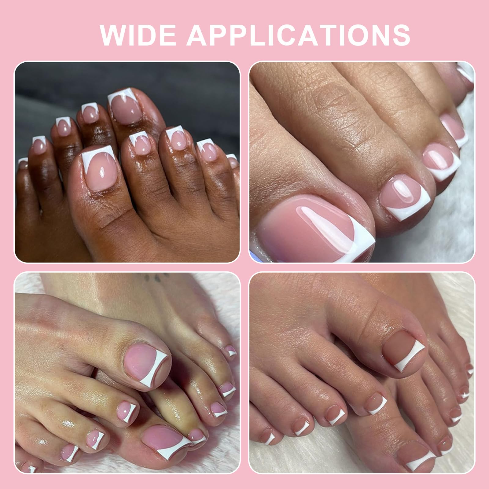 Toe Nail Press Ons - French Square Tips -5