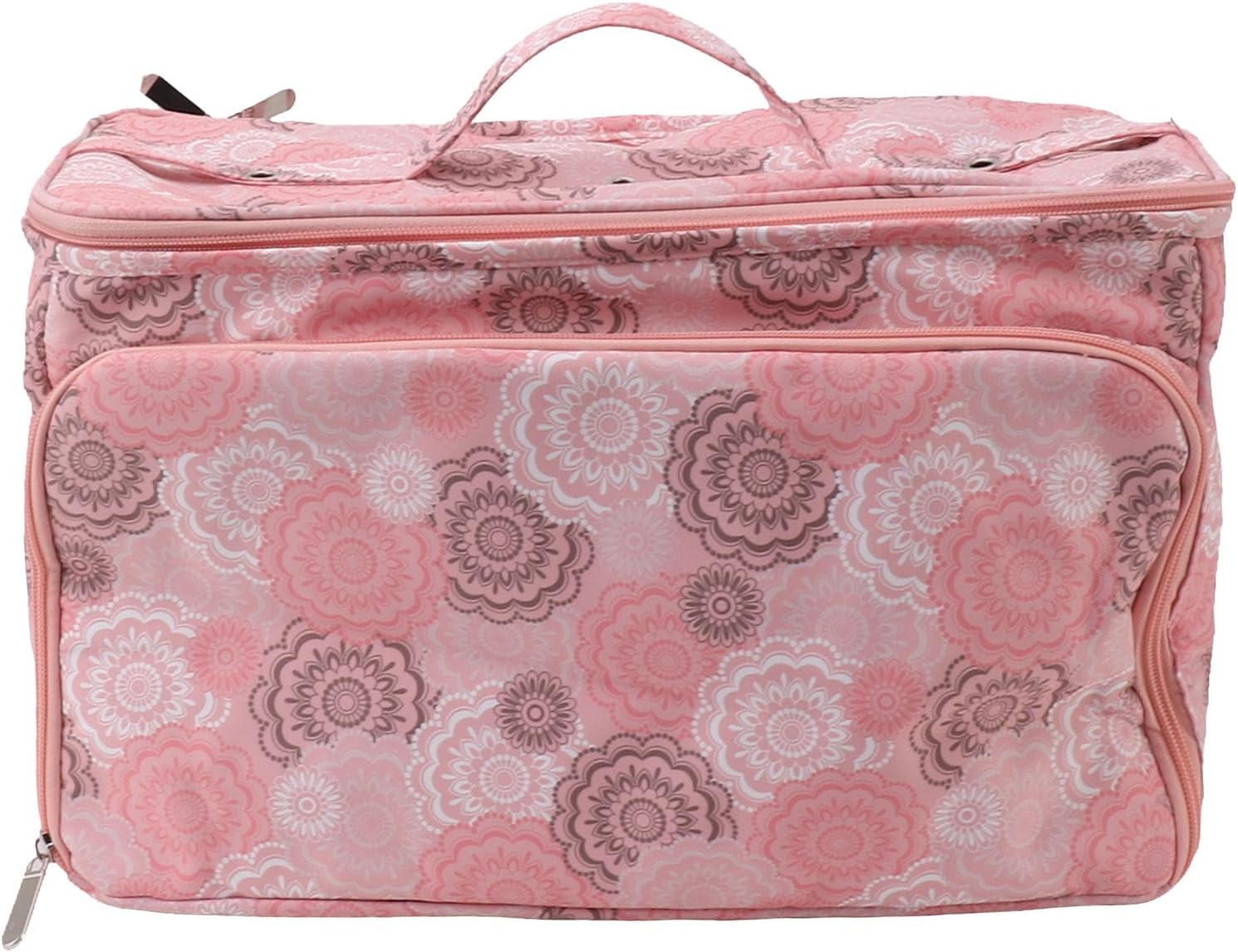 Knitting Bag, Portable Travel Case Crochet Accessories with Dividers for Carrying Projects Knitting Needles Crochet Hooks Pink