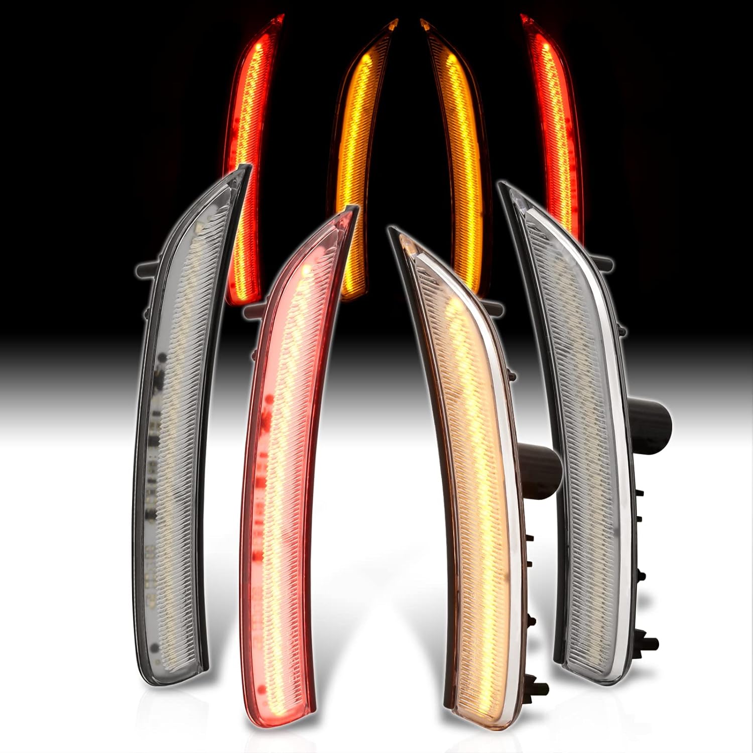 AJP Distributors Clear Lens 4PCS Front Amber & Rear Red LED Fender Bumper Side Marker Lights Turn Signal Parking Lamps Reflectors Assembly Compatible/Replacement For 200 / 200C 2015 2016 2017 15 16 17