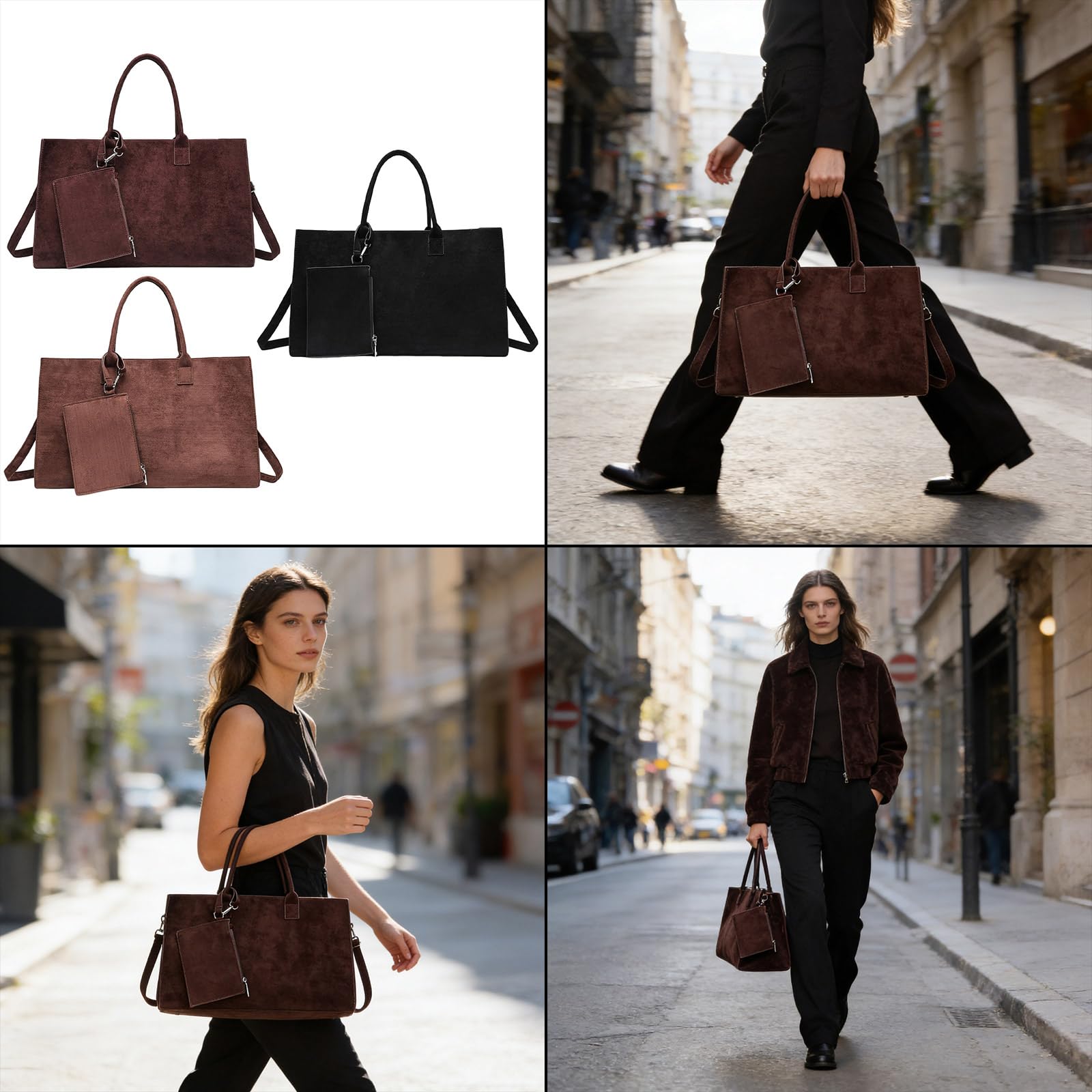 Borsa a tracolla in pelle scamosciata Spaziosa include portamonete con tracolla regolabile Set borse per madre e figlia