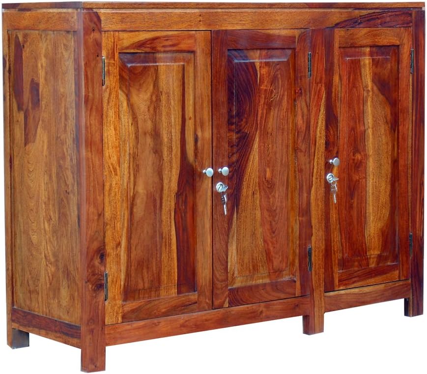 Timber Taste Solid Wood Sideboard for Living Room, Kitchen Storage Cabinet, Crockery Storage Unit, Storage Cabinet in Natural Teak Finish