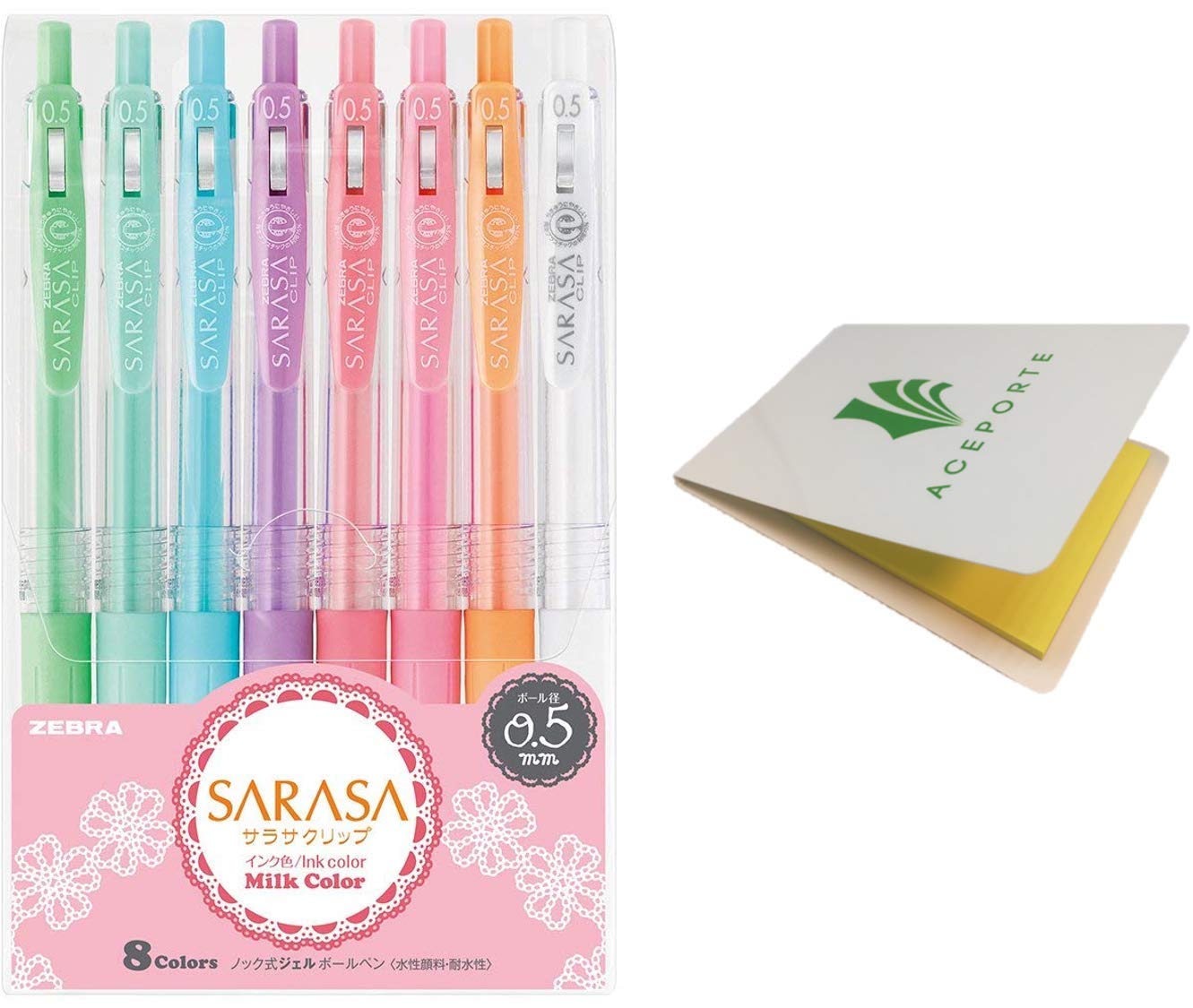 Zebra Sarasa Clip 0.5, 8 Milk Color Set (JJ158CMK) Push Clip