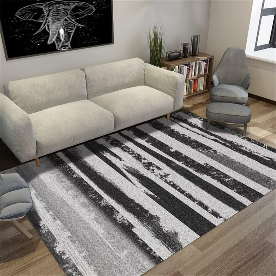 Tapis moderne rectangulaire gris 90x180 cm au tissage plat minimaliste