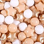 GOGOSO Ball Pit Balls for Toddlers Kids Plastic Balls for Ball-Pit Playpen Pool Baby Pastel BPA-Free Non Toxic Pastel Crush Proof Bal Fun Shaped Star Gold Beige White 100pcs