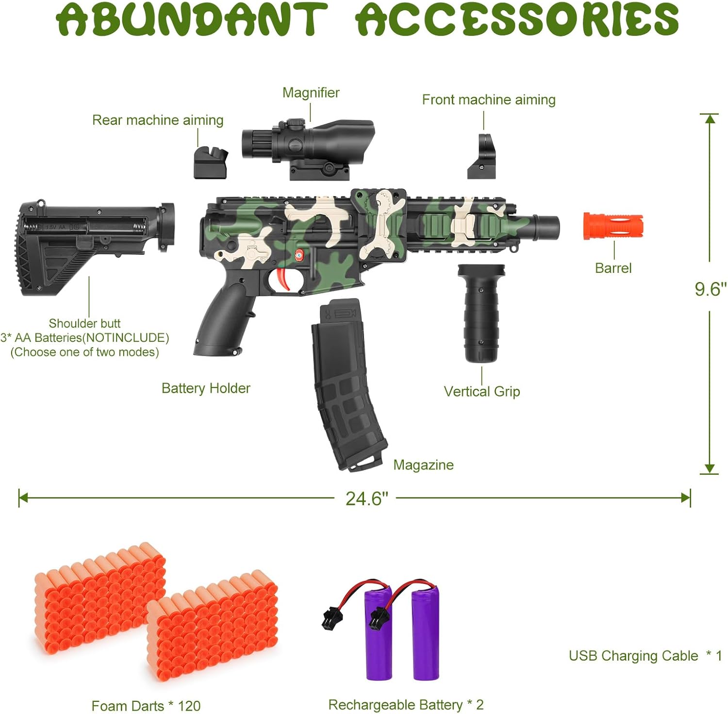 Realistic Toy for Nerf Guns Dart - Electric Sniper Rifle with Scope 120 Soft Bullets 3 Magazine, Automatic Foam Blaster for Boy Age 8-12 Years Old,Indoor Outdoor Gifts for Adult Kid Holiday Birthday