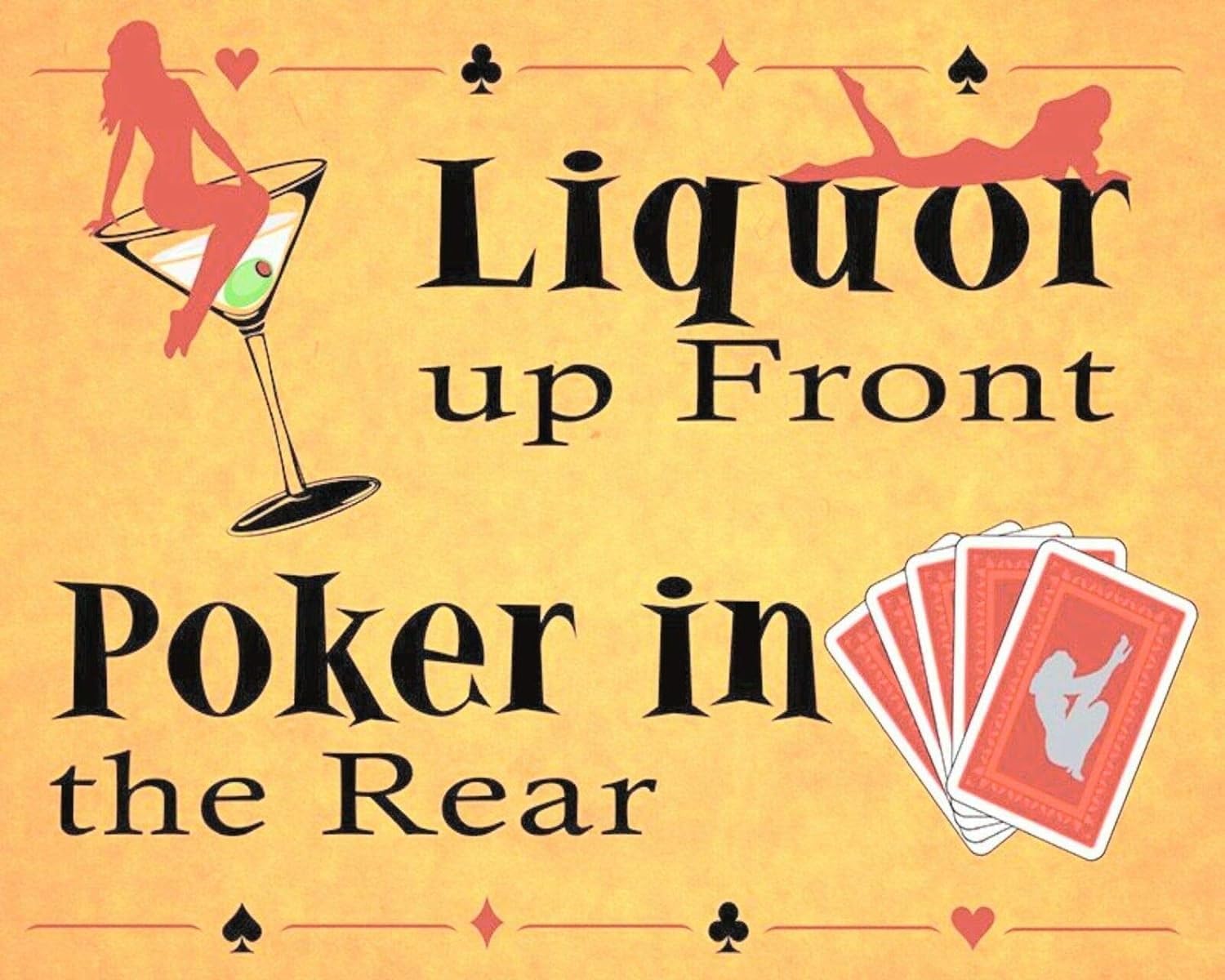 Lobes Colour-22 Liquor Up Front Poker In The Rear Pub Bar Club Man Cave Metal Sign Plaque 6"X8"