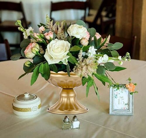 Miniatura 2 de Jarrones de metal para centros de mesa, Hewory - Jarrón dorado de compota con pedestal floral, envases para flores a granel, cuencos mini con base