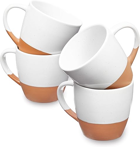 Miniatura 7 de Sheffield Home Elegante juego de 4 tazas de café de gres de 8 onzas con platillos  Apto para lavavajillas y microondas  Ideal para capuchino,