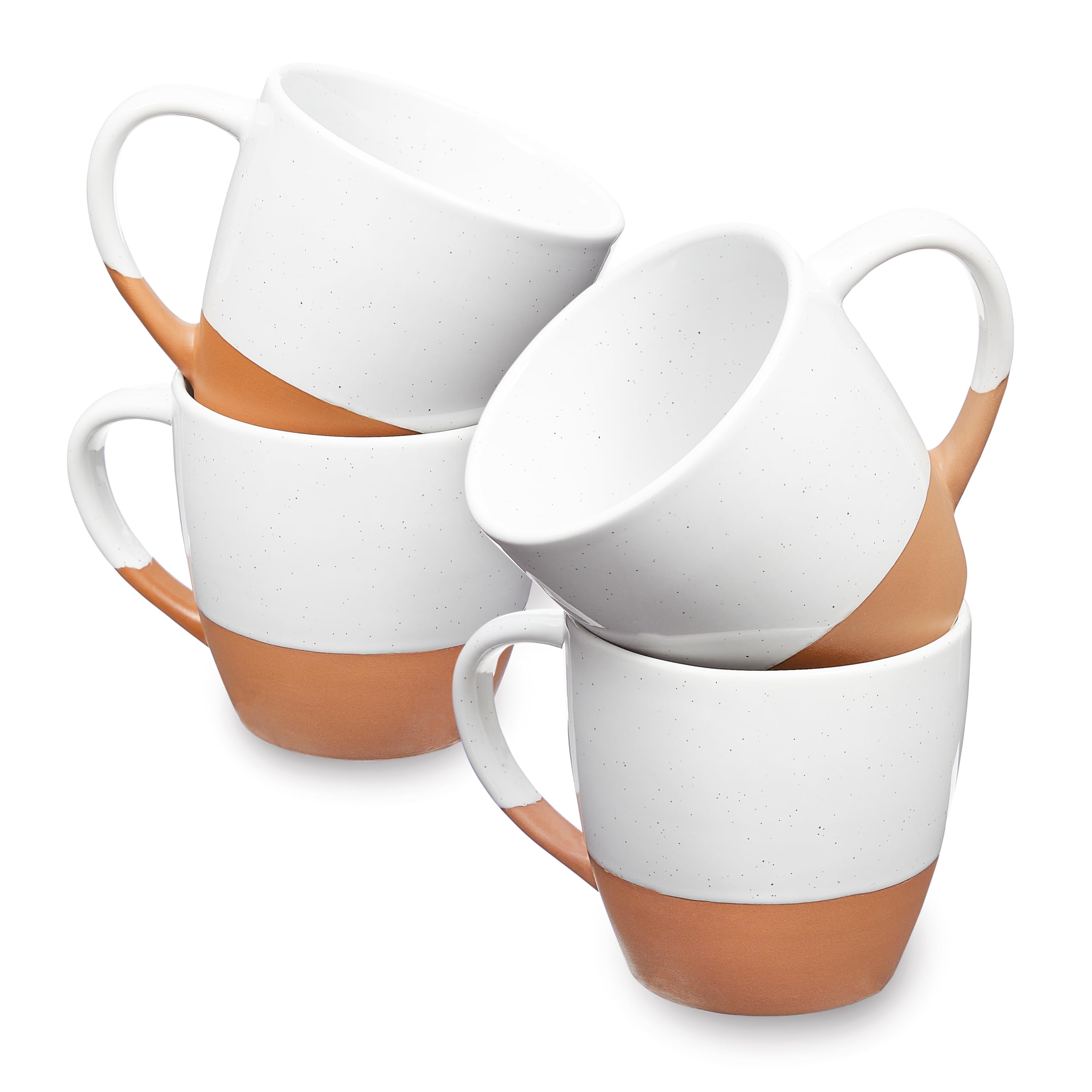 Sheffield Home Große Kaffeetassen aus Steingut, 473 ml, mit Griffen, spülmaschinen- und mikrowellengeeignet, ideal für Cappuccino, Espresso, Latte oder Tee, Vanilleweiß, 4 Stück