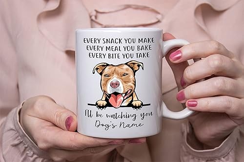 Miniatura 3 de Personalized Red Nose American Pit Bull Coffee Mug, Every Snack You Make I'll Be Watching You, Customized Dog Mugs for Mom Dad, Gifts for Dog Lover,
