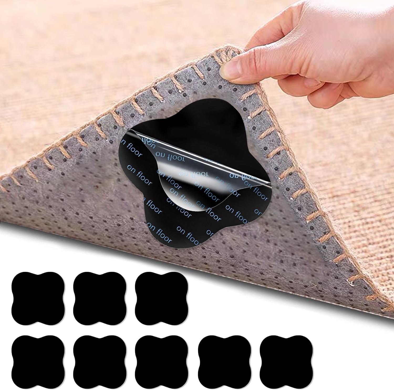 SULIVES 8 Pieces Rug Grippers Reusable AntiSlip Rug Tape for All