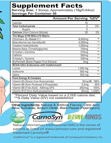 Miniatura 6 de Gym Molly PRO - PreWorkout - 30 porciones - Kiwi de fresa, malato de citrulina 6G, beta alanina 4G, 300 mg de cafeína de plantas de café puro