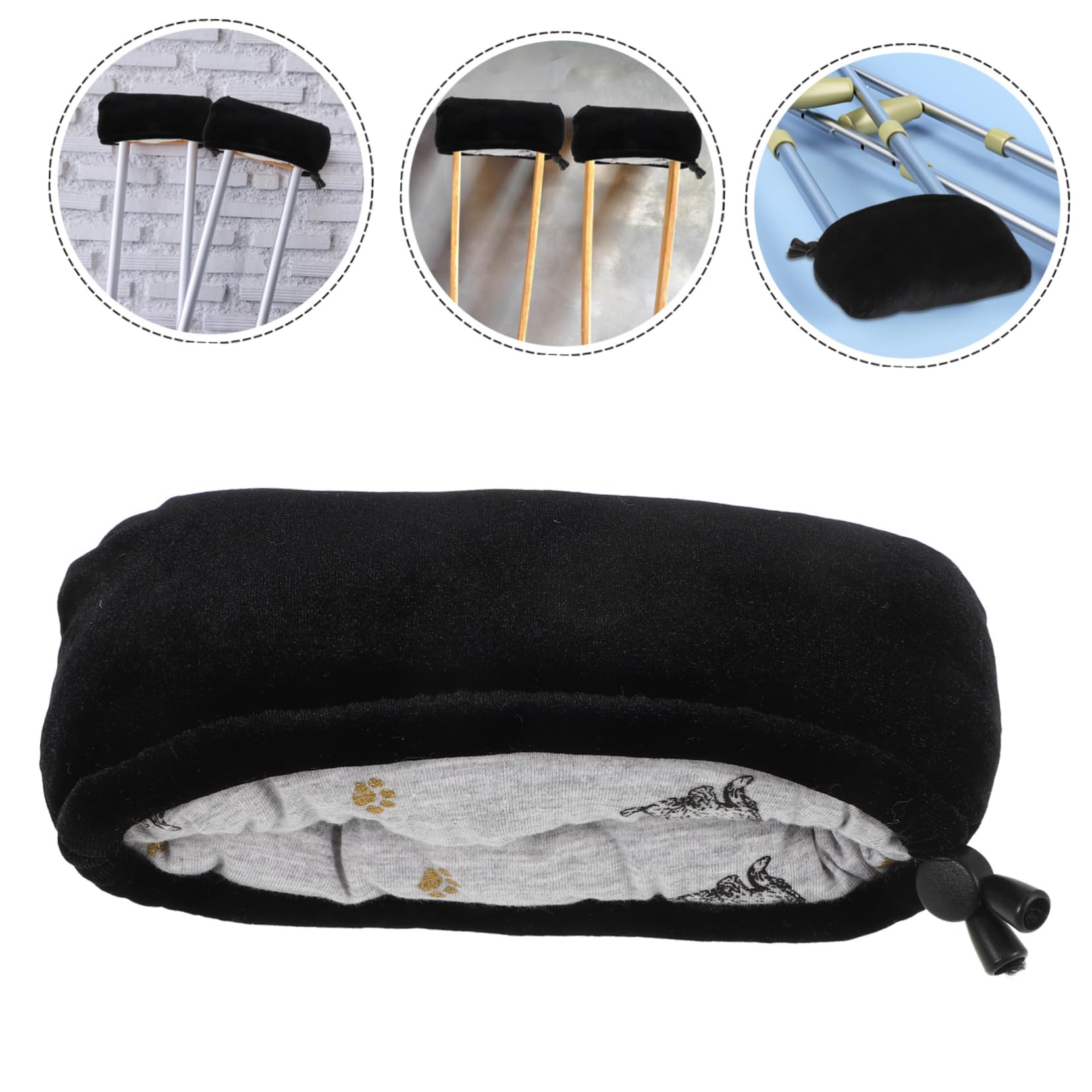 5 Pares De Muletas Para Axilas Fundas De Cojín Para Muletas Cómodas Y Gruesas Ligeras Y Reutilizables De Terciopelo Negro
