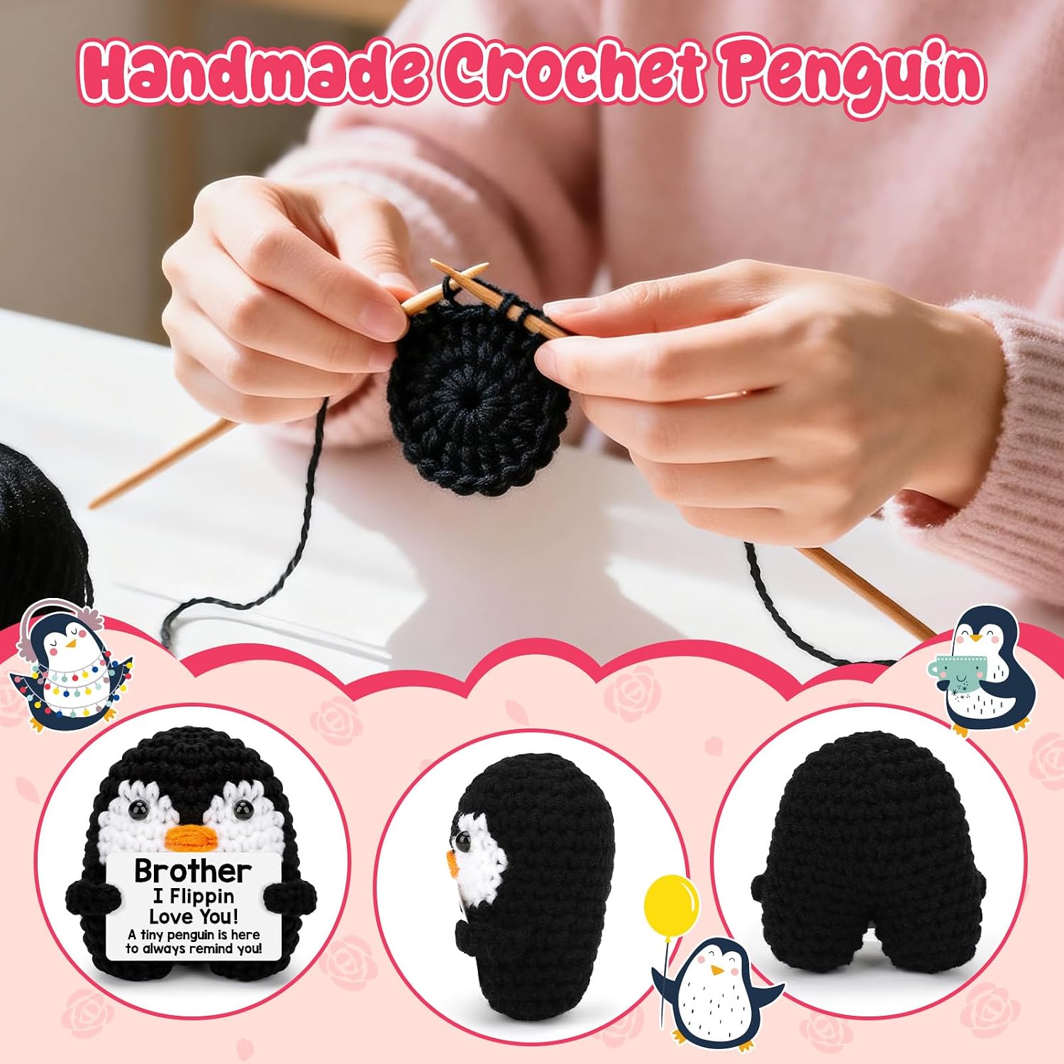 Brother Birthday Gifts from Sister Brother Handmade Crochet Penguin