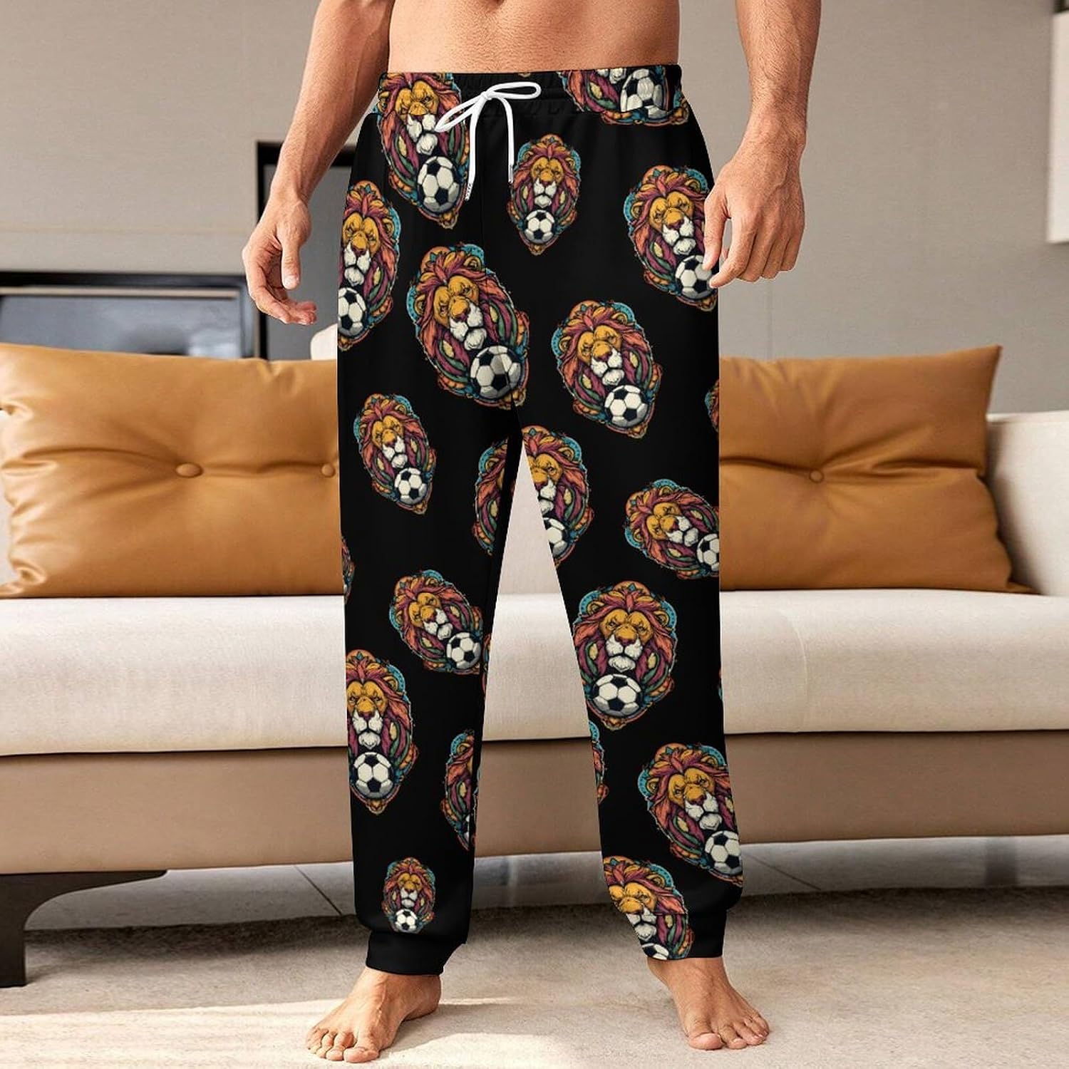 Lion Soccer Ball Casual Men's Sweatpants Lounge Pant 4X-Large