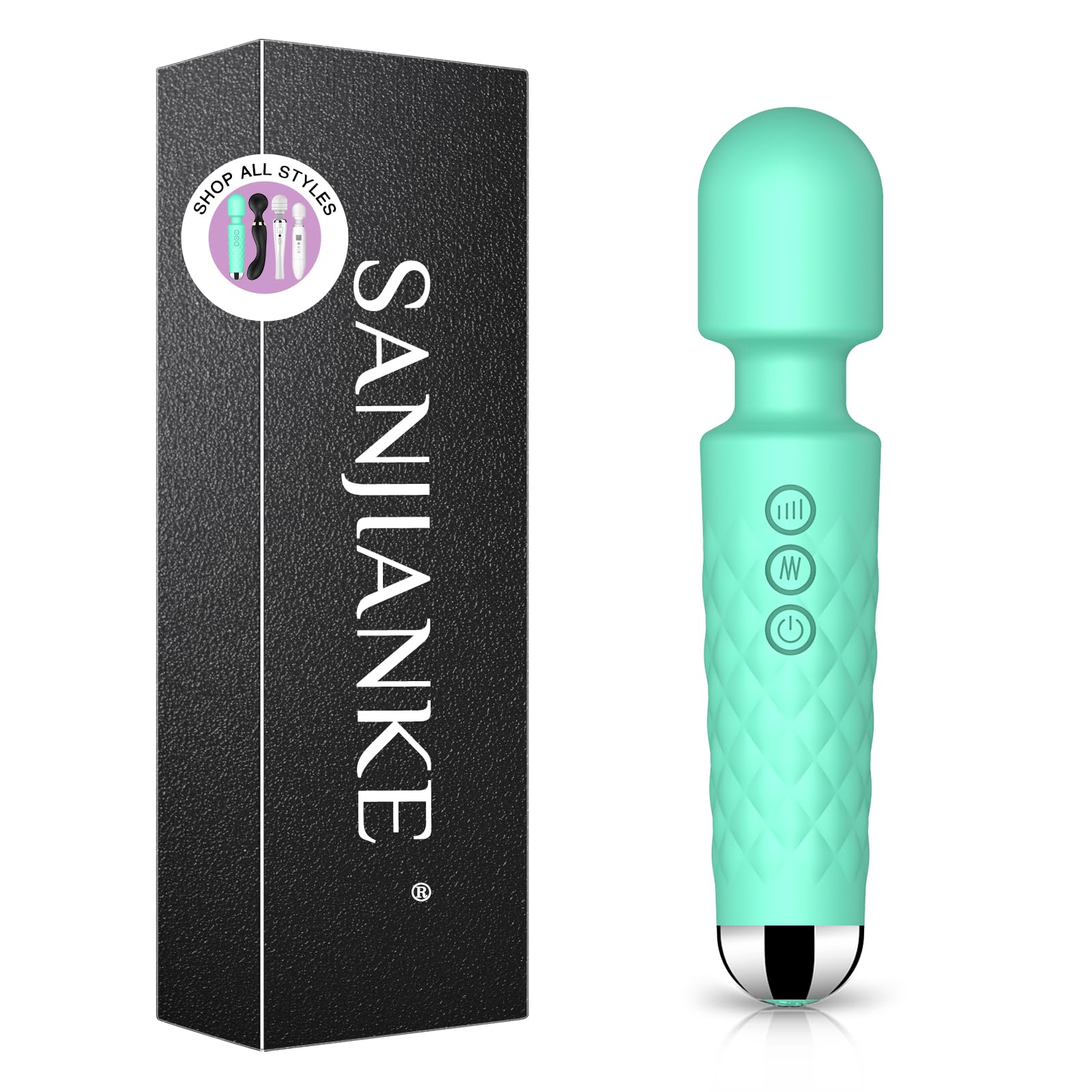 SANJIANKE Vibrator Wand Sex Toys,Clit Stimulator Vibrators,Vibrator for Woman,Wand Massager Sex Toy,20 Patterns,8 Speeds of Pleasure,Quiet Adult Sex Toys,Waterproof, for Women Gifts (Green)